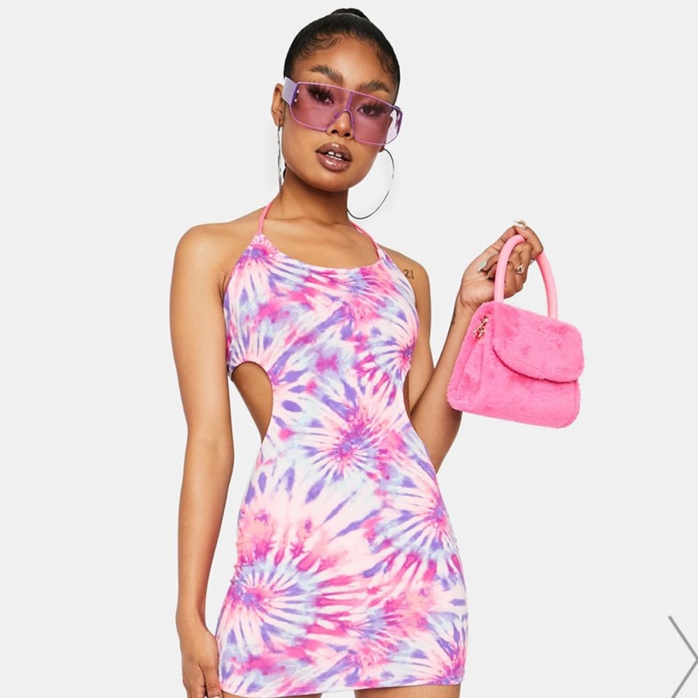 Tie Dye Mini cut out dress